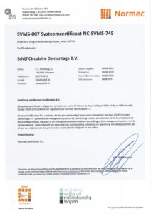 BRL SVMS-007 Systeemcertificaat Schijf Circulaire Demontage B.V.